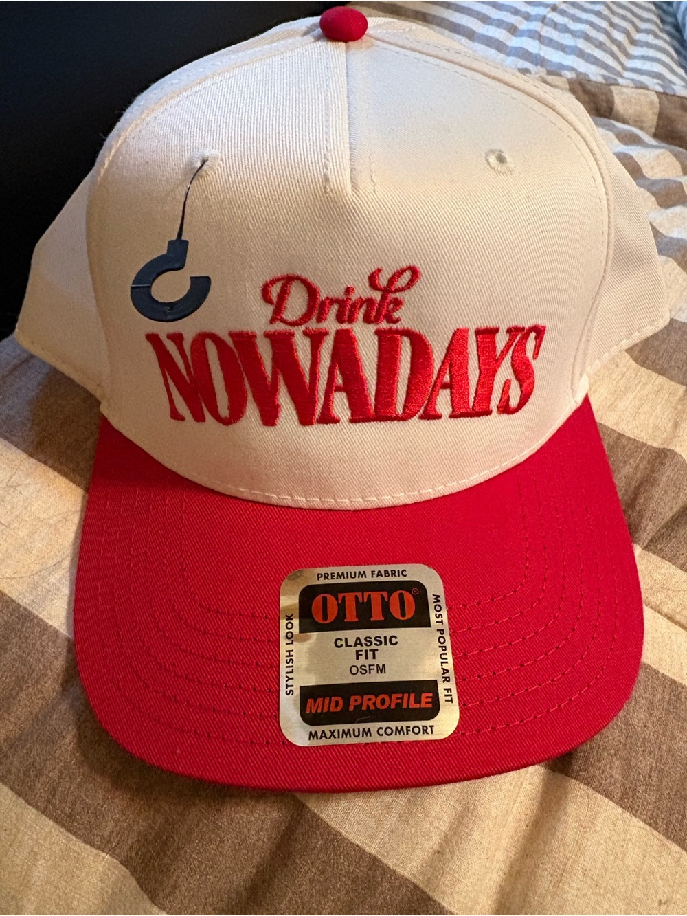 New OTTO White and Red 'Drink Nowadays' Trucker Hat